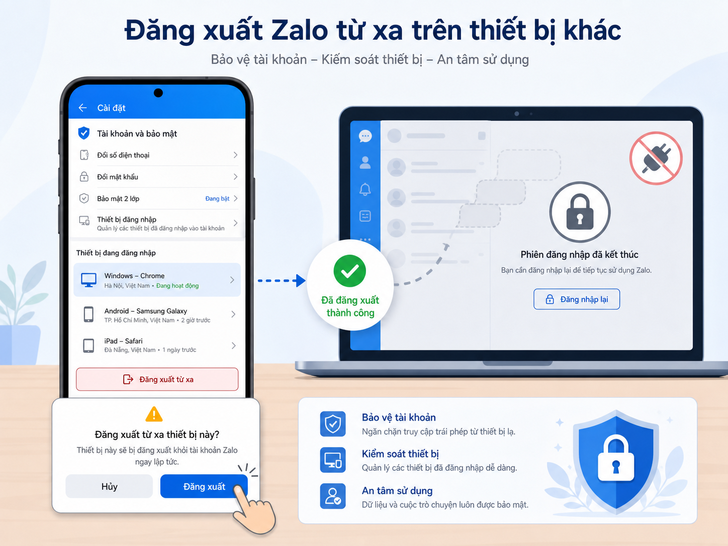 Làm thế nào để đăng xuất tài khoản Zalo từ xa trên các thiết bị khác?